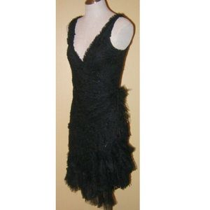 BEBE Black Sequin Lace Wrap Dress XS